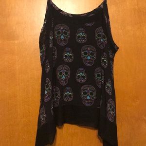 Hot topic Neon skull crop tank
